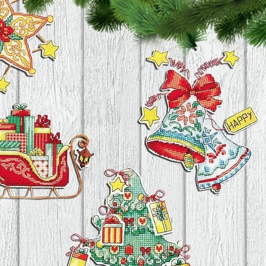 Crystal Art Christmas Tree Toy Plastic Canvas Counted Cross Stitch Kit Set Of Pictures Christmas Toys